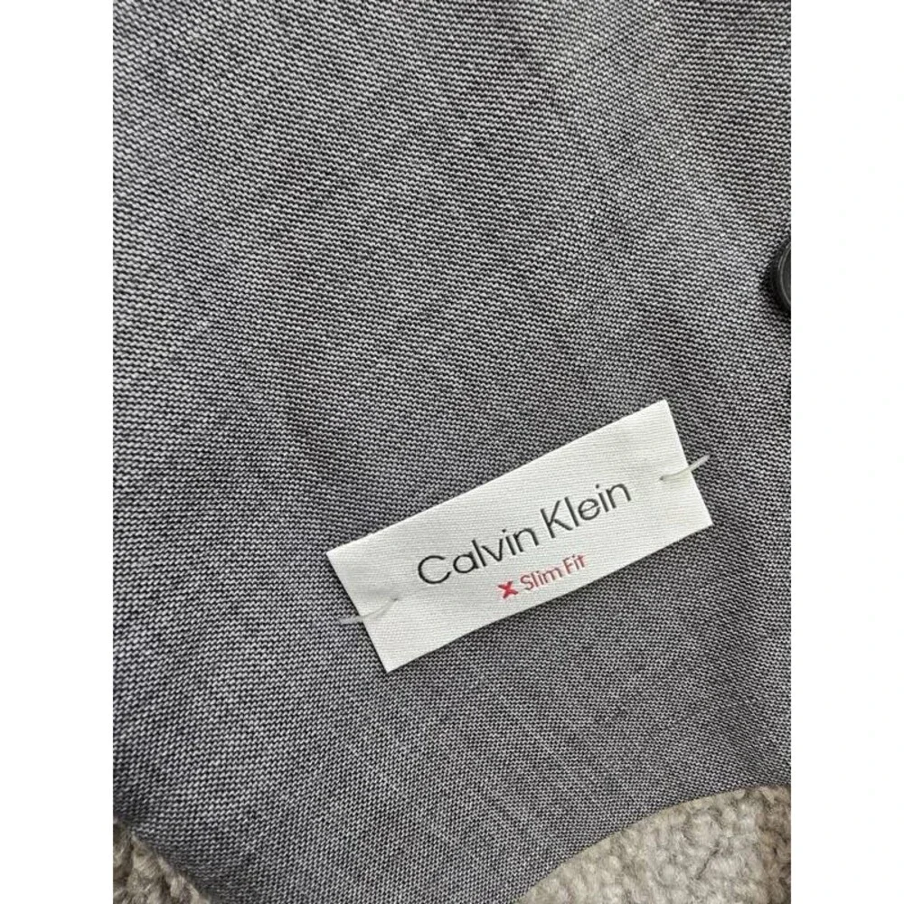 Calvin Klein Slim-Fit Wool Stretch Suit Jacket Men's 40L Gay Heather Long Sleeve